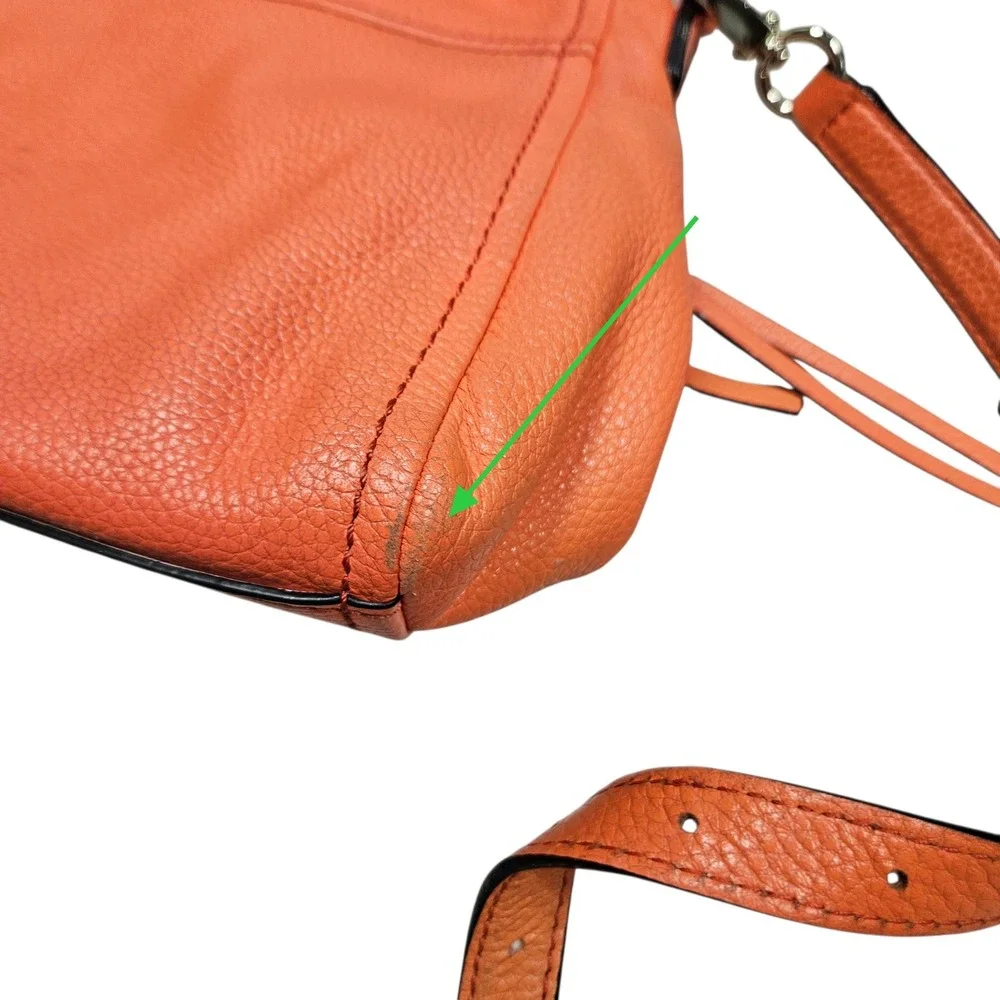 Kate Spade Pebbled Leather Crossbody Bag Coral Orange Flap Zip‎ Pocket Bright